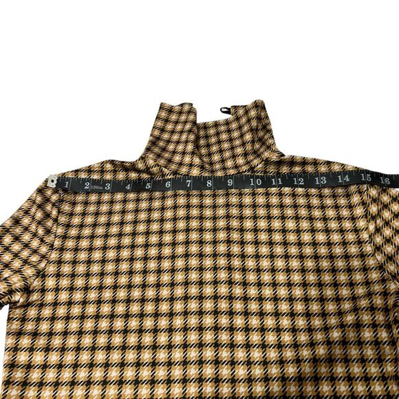 Rokh Turtleneck Top Small Sz 4 Brown Beige Houndstooth Soft Satin Material - Picture 12 of 13